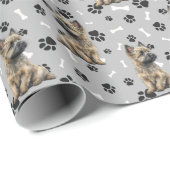 Cairn Terrier Dog Pattern auf blau Geschenkpapier (Rolleneckpunkt)