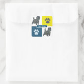 Cairn Terrier Dog & Paw Y&B Grid Square Sticker (Tasche)