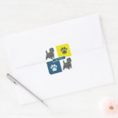 Cairn Terrier Dog & Paw Y&B Grid Square Sticker (Umschlag)