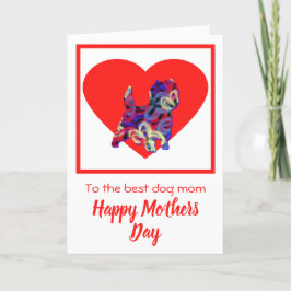 Cairn Terrier Dog Red Heart Mother Day Card Dankeskarte