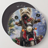 Cairn Terrier Dog Riding Motorrad Weihnachten Button (Vorne & Hinten)