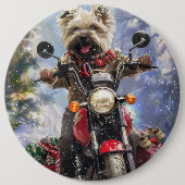 Cairn Terrier Dog Riding Motorrad Weihnachten Button (Vorderseite)