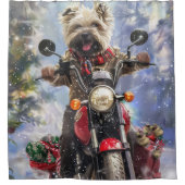 Cairn Terrier Dog Riding Motorrad Weihnachten Duschvorhang (Vorderseite)