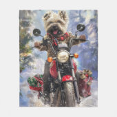 Cairn Terrier Dog Riding Motorrad Weihnachten Fleecedecke (Vorderseite)
