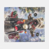 Cairn Terrier Dog Riding Motorrad Weihnachten Fleecedecke (Vorderseite (Horizontal))