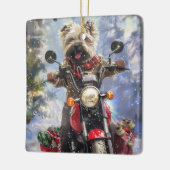Cairn Terrier Dog Riding Motorrad Weihnachten Keramikornament (Links)