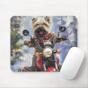 Cairn Terrier Dog Riding Motorrad Weihnachten Mousepad
