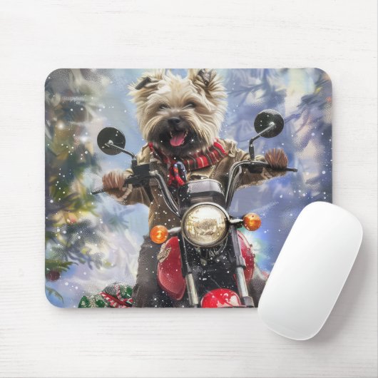 Cairn Terrier Dog Riding Motorrad Weihnachten Mousepad (Mit Mouse)