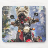 Cairn Terrier Dog Riding Motorrad Weihnachten Mousepad (Vorne)