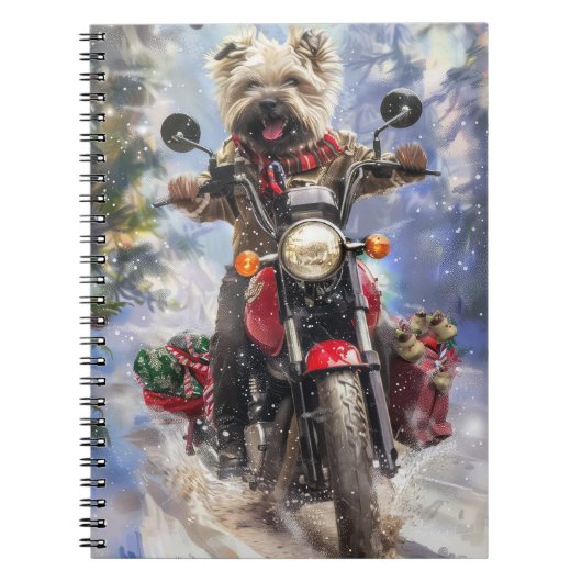 Cairn Terrier Dog Riding Motorrad Weihnachten Notizblock (Vorderseite)