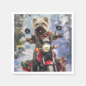 Cairn Terrier Dog Riding Motorrad Weihnachten Serviette (Vorderseite)