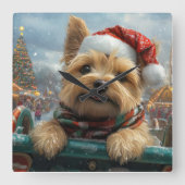 Cairn Terrier Dog Roller Untersetzer Weihnachten Quadratische Wanduhr (Vorderseite)