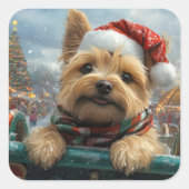 Cairn Terrier Dog Roller Untersetzer Weihnachten Quadratischer Aufkleber (Vorderseite)