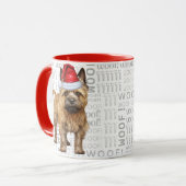 Cairn Terrier Dog Santa auf dem Hintergrund des Wa Tasse (Vorderseite Links)