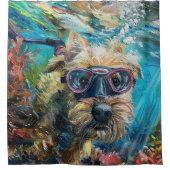 Cairn Terrier Dog Scuba Diving Underwater Duschvorhang (Vorderseite)