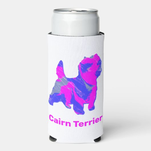 Cairn Terrier Dog Silhouette Hot Pink & Blue Selters Dosenkühler (Seltzer Vorderseite)