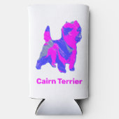 Cairn Terrier Dog Silhouette Hot Pink & Blue Selters Dosenkühler (Vorderseite)