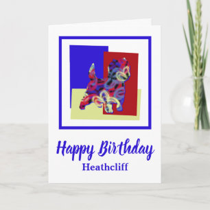 Cairn Terrier Dog Silhouette Red Blue Yellow B-Day Karte