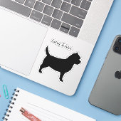 Cairn Terrier Dog Silhouette Vinyl Sticker (Laptop mit iPhone)