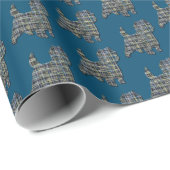 Cairn Terrier Dog Silhouette Y&B Blue Geschenkpapier (Rolleneckpunkt)