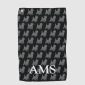 Cairn Terrier Dog Silhouette Y&B Grid Black Golfhandtuch (Vorderseite)