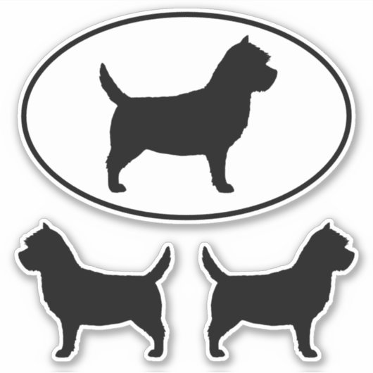 Cairn Terrier Dog Silhouetten Vinyl Sticker Set (Vorderseite)