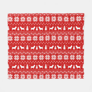 Cairn Terrier Dog Silhouetten Weihnachtsmuster Fleecedecke