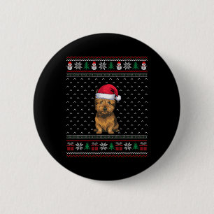 Cairn Terrier Dog Tragen Weihnachtsmannmütze Ugly Button
