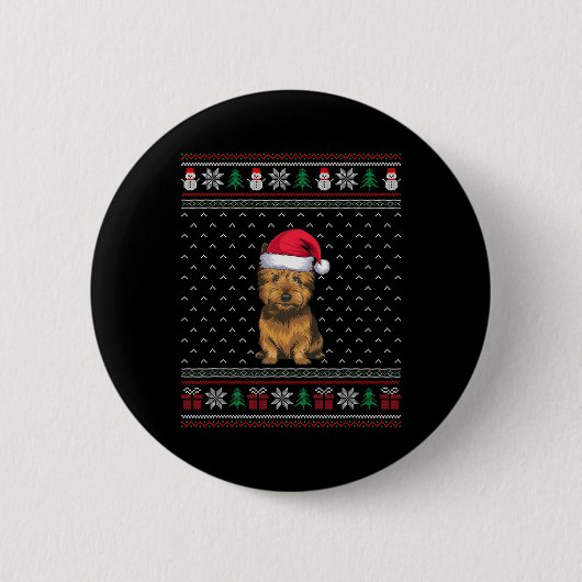 Cairn Terrier Dog Tragen Weihnachtsmannmütze Ugly Button (Vorderseite)