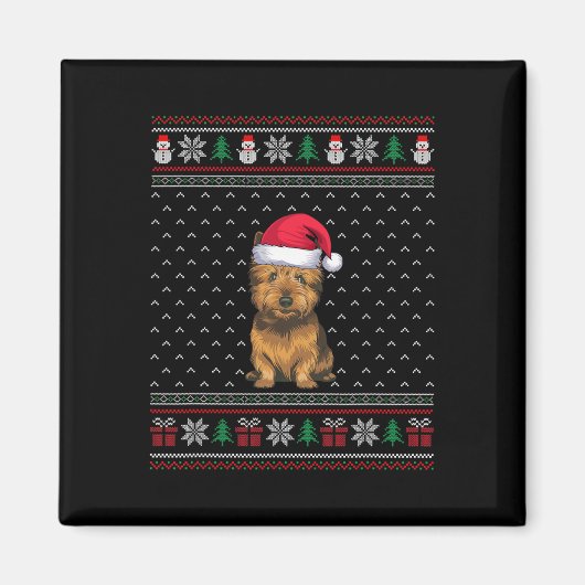 Cairn Terrier Dog Tragen Weihnachtsmannmütze Ugly Magnet (Vorne)