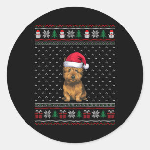 Cairn Terrier Dog Tragen Weihnachtsmannmütze Ugly Runder Aufkleber