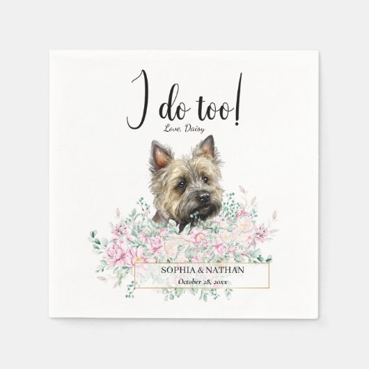 Cairn Terrier Dog Wedding Cocktail Napkins Serviette (Vorderseite)