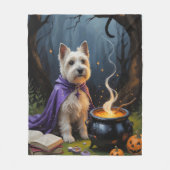 Cairn Terrier Dog Whimsical Halloween Malerei Fleecedecke (Vorderseite)