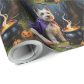 Cairn Terrier Dog Whimsical Halloween Malerei Geschenkpapier (Rolleneckpunkt)