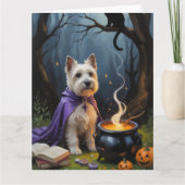 Cairn Terrier Dog Whimsical Halloween Malerei Karte (Vorderseite)