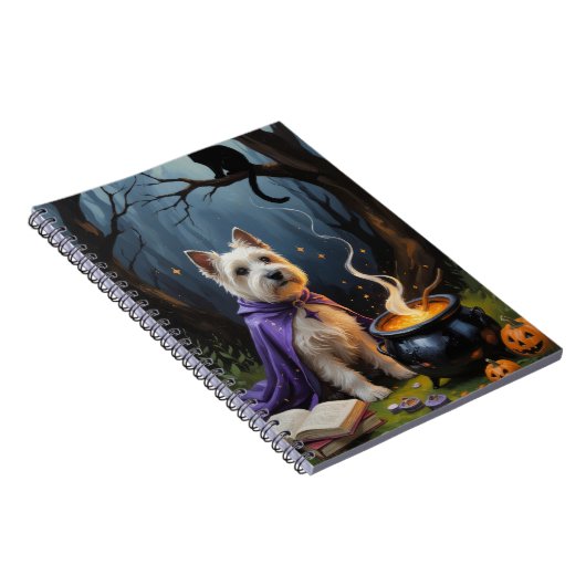 Cairn Terrier Dog Whimsical Halloween Malerei Notizblock (Rechte Seite)