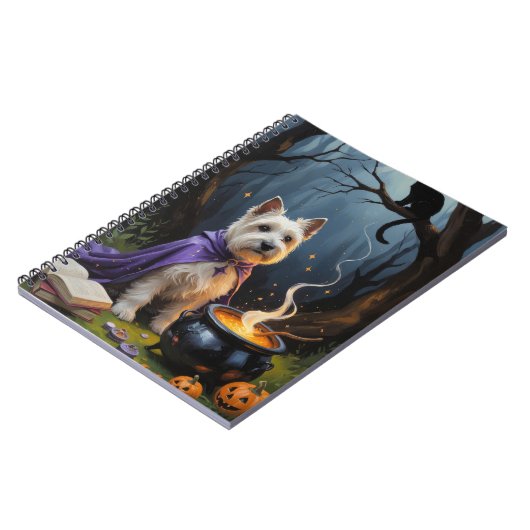 Cairn Terrier Dog Whimsical Halloween Malerei Notizblock (Linke Seite)