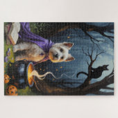 Cairn Terrier Dog Whimsical Halloween Malerei Puzzle (Horizontal)