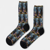 Cairn Terrier Dog Whimsical Halloween Malerei Socken (Linkes Detail)