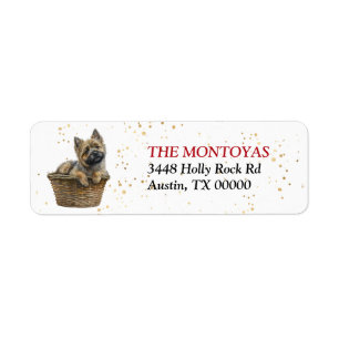 Cairn Terrier Dog Wicker Basket Rücksendeadresse