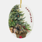Cairn Terrier Dog Wicker Korbwein Weihnachten Keramik Ornament (Vorne)