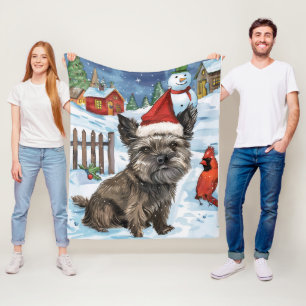 Cairn Terrier Dog Winter Wonderland Weihnachtsfreu Fleecedecke
