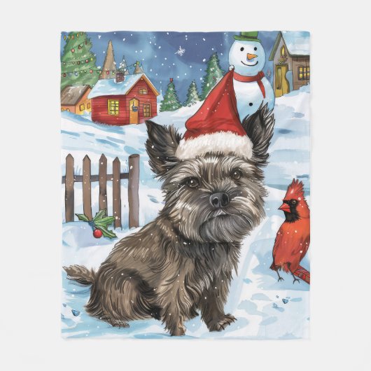 Cairn Terrier Dog Winter Wonderland Weihnachtsfreu Fleecedecke (Vorderseite)