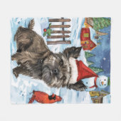 Cairn Terrier Dog Winter Wonderland Weihnachtsfreu Fleecedecke (Vorderseite (Horizontal))