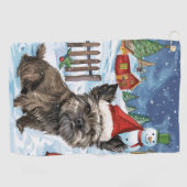 Cairn Terrier Dog Winter Wonderland Weihnachtsfreu Golfhandtuch (Horizontal)