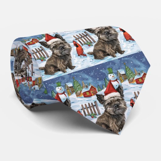 Cairn Terrier Dog Winter Wonderland Weihnachtsfreu Krawatte (Gerollt)