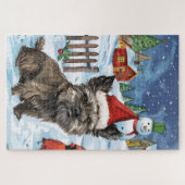 Cairn Terrier Dog Winter Wonderland Weihnachtsfreu Puzzle (Horizontal)