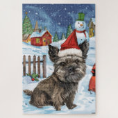 Cairn Terrier Dog Winter Wonderland Weihnachtsfreu Puzzle (Vertikal)