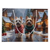 Cairn Terrier Dogs Christmas Snow Holiday  Große Geschenktüte (Rückseite)