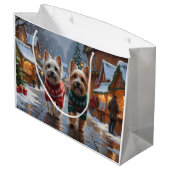 Cairn Terrier Dogs Christmas Snow Holiday  Große Geschenktüte (Rückseite Schrägansicht)